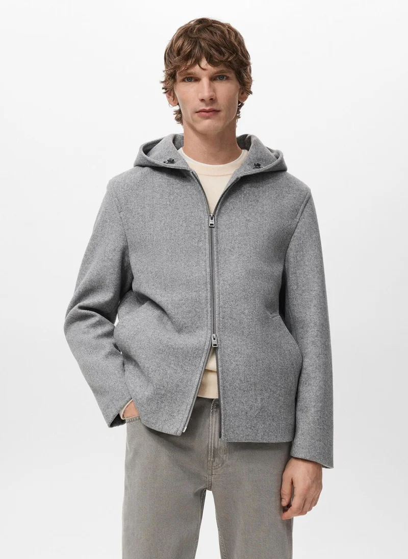 Wool coat with hood